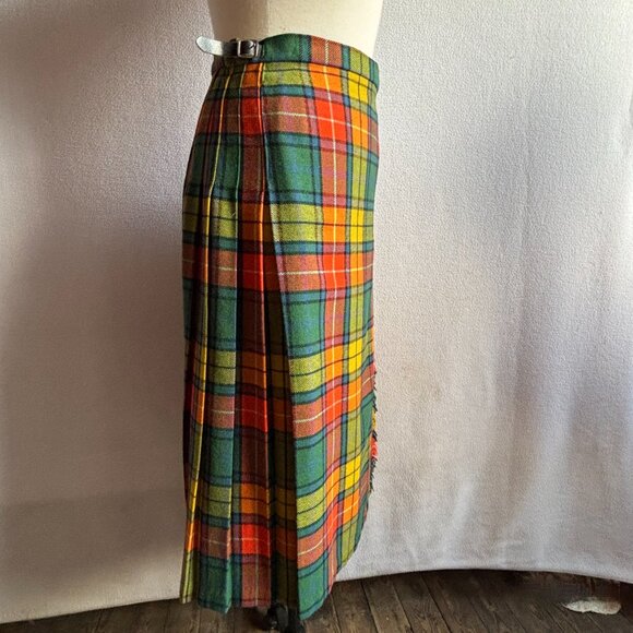 Scottish Tartan Plaid Pleated Wool Skirt - Picture 3 of 10